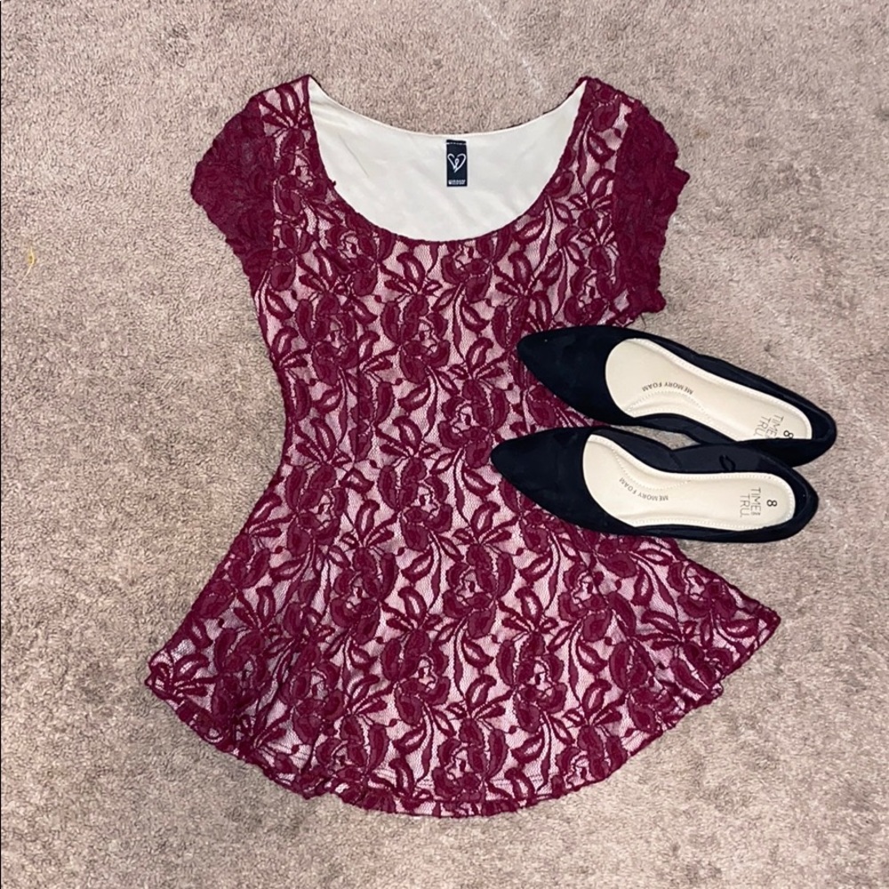 Peplum red lace top
